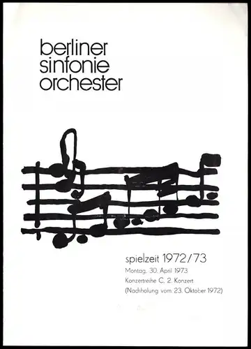 Konzertprogramm, Berliner Sinfonie Orchester, 1972/73, April 1973