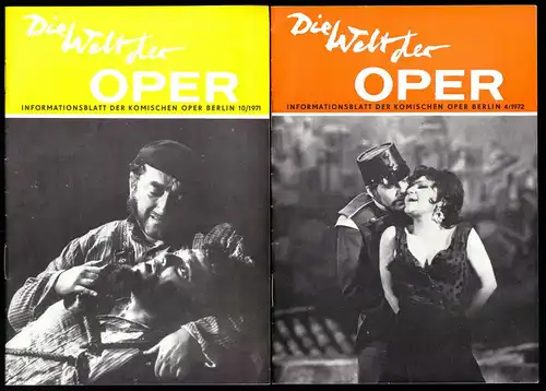 zwei Informationsblätter der Komischen Oper Berlin, Die Welt der Oper, 1971/72