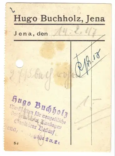 drei Quittungen, Fa. Hugo Buchholz, Orthopädiehandlung, Jena, 1946/47