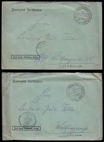 Konglomerat von sechs Briefen vom Finanzamt Nordhausen, 1927 bis 1930