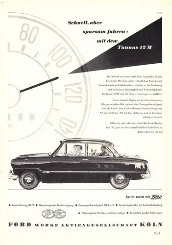 Zeitschriftenwerbung und Test, Ford Taunus 15M / 12 M, fünf Blatt,  um 1953