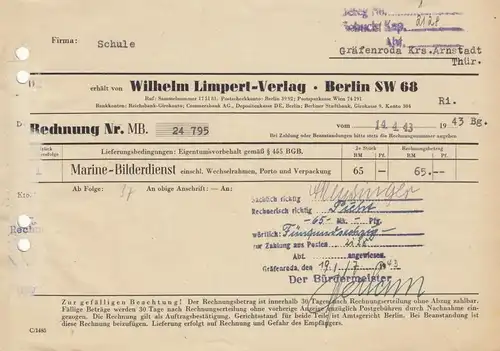 Rechnung, Wilhelm-Limpert-Verlag, Berlin SW 68, 1943