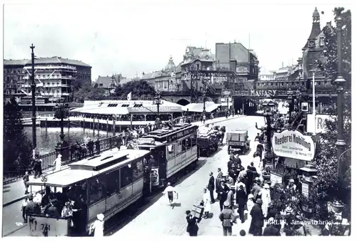 Foto im AK-Format, Berlin Mitte, Jannowitzbrücke, Straßenbahn, 1926, Reprint