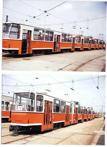 Foto im AK-Format (2), Berlin Marzahn, Straßenbahnen, Typ KTD4, 1987