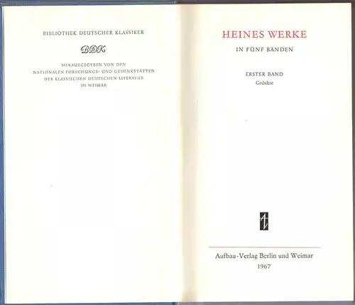 Heine, Heinrich; Heines Werke in fünf Bänden, 1967