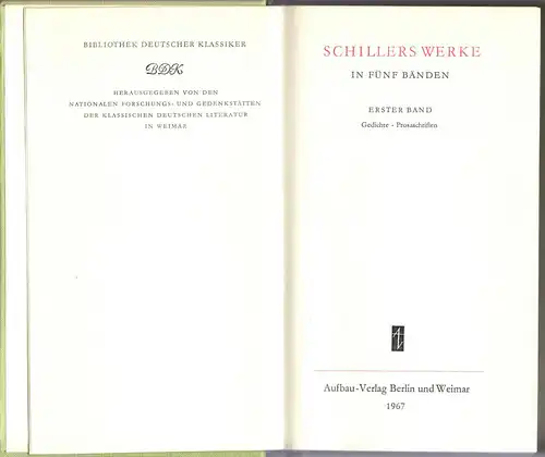 Friedrich Schiller; Schillers Werke in fünf Bänden, 1967