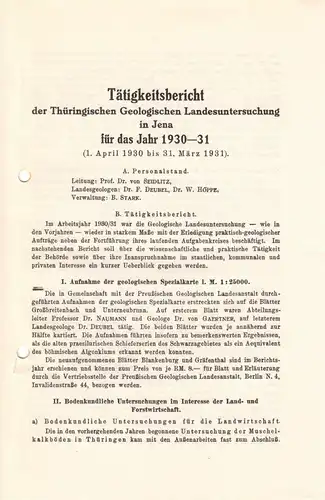 Tätigkeitsbericht der Thüringischen Geologischen Landesuntersuchung in Jena 1931