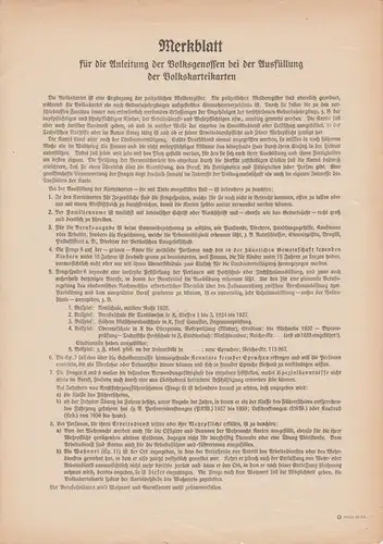 Merkblatt zur Ausfüllung der Volkskarteikarten, 1938