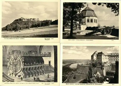 Lot von 9 AK, Königstein Elbe, Festung Königstein, 1955/56, Verlag: Foto Hering