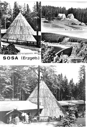 Lot von 5 AK, Sosa Erzgeb., Gaststätte Meiler, 1970 - 1977