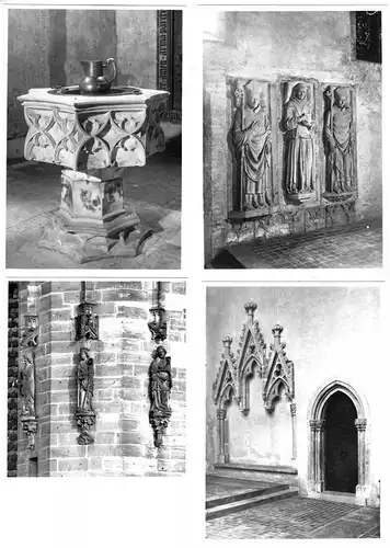 Lot von 4 Fotos im AK-Format, Erfurt, Augustinerkirche, Innenansichten, um 1950