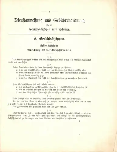 Dienstanweisung und Gebührenordnung für die Gerichtsschöppen und Schätzer, 1902