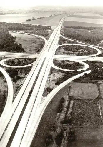 AK, Berlin Schönefeld, Autobahm - Kreuz, Luftbild, 1976