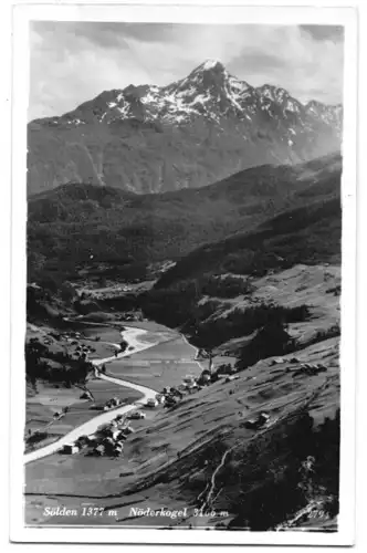 AK, Sölden, Tirol, Teilansicht mit Nöderkogel, um 1943