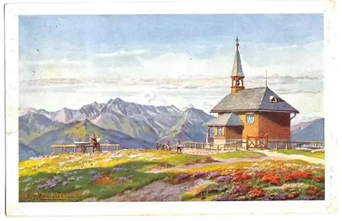 AK, Zell am See, St. Elisabeth-Kapelle mit Blick auf die Venedigergruppe, 1921