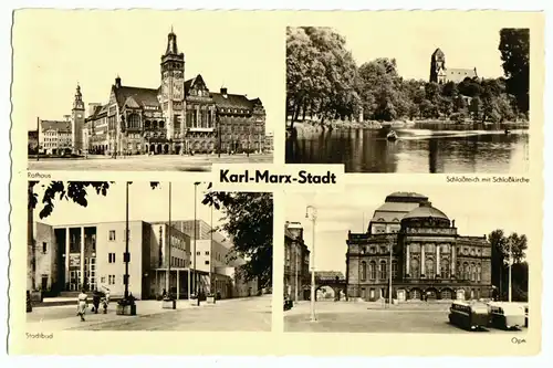 AK, Karl-Marx-Stadt, Chemnitz, vier Abb., 1957