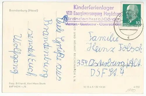 AK, Brandenburg Havel, Teilansicht, 1965