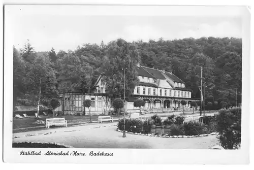 AK, Alexisbad Harz, Blick zum Badehaus, 1954