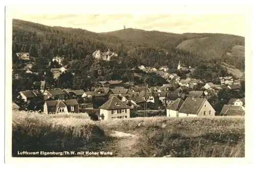 AK, Elgersburg Thür. Wald, Kr. Ilmenau, Teilansicht mit Hoher Warte, 1956