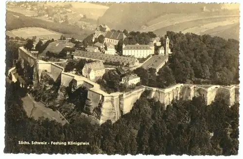 AK, Königstein Sächs. Schweiz, Festung, Luftbildansicht, 1962