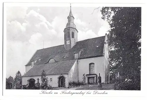 AK, Fördergersdorf bei Dresden, Kirche, um 1930