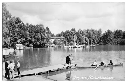 AK, Goyatz Kr. Lübben, Partie am Schwielochsee, Ruderboot, 1961