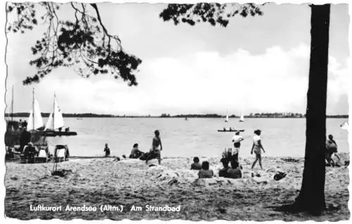 AK, Arendsee Altmark, Am Strandbad, belebt, 1958