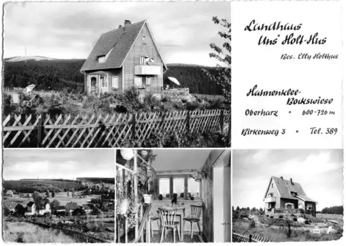 AK, Hahnenklee - Bockswiese, Landhaus "Uns' Holt-Hus", vier Abb., 1961