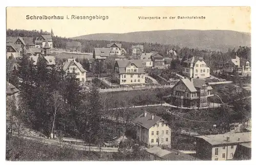 AK, Schreiberhau, Szklarska Poreba, Bahnhofstr., 1918