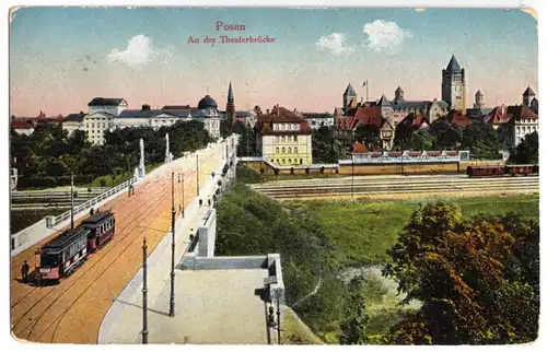 AK, Posen, Poznan, An der Theaterbrücke, 1916