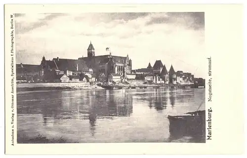 AK, Marienburg Westpr., Malbork, Die Marienburg, Nogatseite, stromauf, um 1912