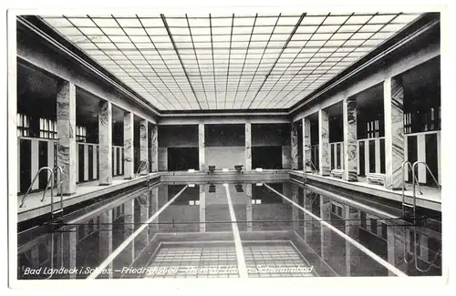 AK, Bad Landeck Isergeb., Ladek-Zdrój, Hallen-Schwimmbad, 1938