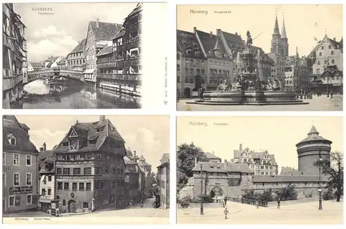 zehn AK, Nürnberg, verschiedene Motive, 1906 - 1908
