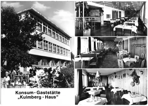 AK, Dorfkulm über Saalfeld, Gaststätte "Kulmberg-Haus", vier Abb., 1977