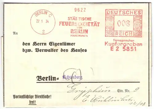 AFS, Städtische Feuersozietät, Berlin C 2, 27.1.34