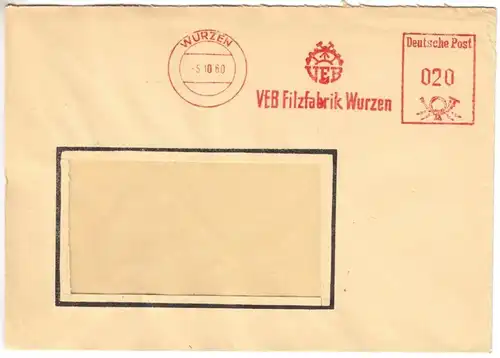AFS, VEB Filzfabrik Wurzen, o Wurzen, 5.10.60