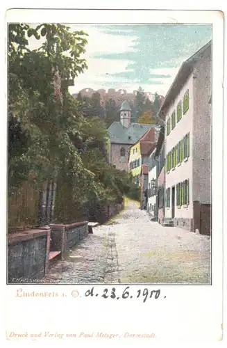 AK, Lindenfels Odw., Straßenpartie, 1910