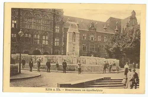 AK, Köln, Römerbrunnen am Appellhofplatz, belebt, um 1920