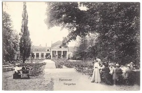 AK, Hannover, Tiergarten, Freiluftgaststätte, belebt, 1906