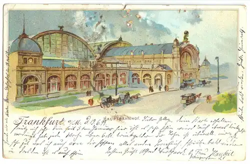 AK, Frankfurt Main, Hauptbahnhof, Farblitho, 1899
