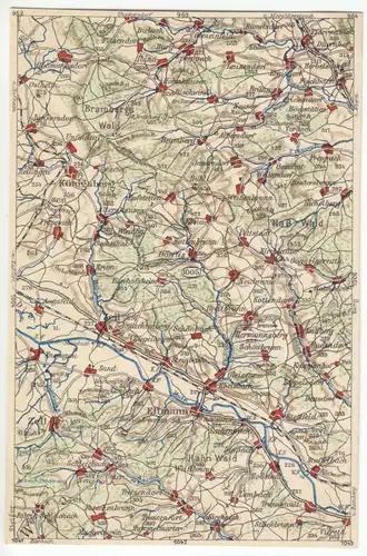 AK mit Landkarte, Areal um und nördlich von Ebersbach a. Main, um 1923