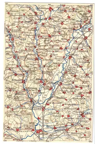 AK mit Landkarte, Areal westlich und südlich von Staffelstein, um 1923