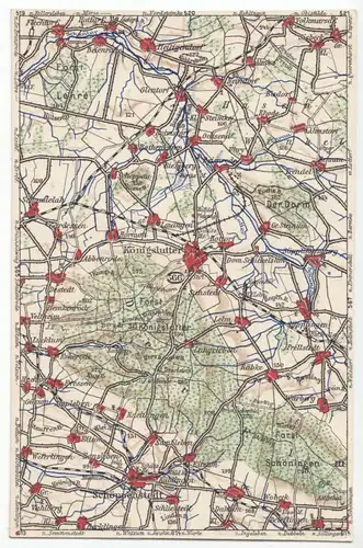 AK mit Landkarte, Königslutter und Umgebung, um 1923