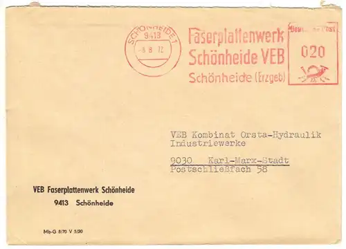 AFS, Faserplattenwerk Schönheide VEB, o Schönheide 1, 9413, 8.8.72