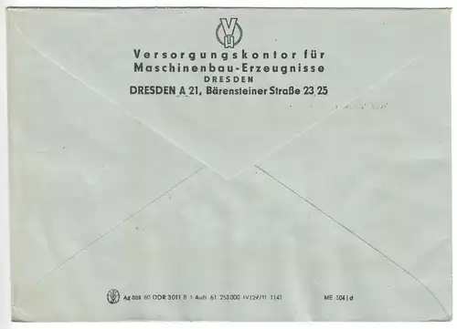 AFS, Versorgungskontor für Maschinenbau-Erzeugnisse, o Dresden A21, 11.9.64