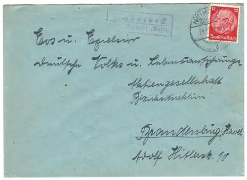 Landpoststempel, Poststelle II, Schönebeck über Neustadt (Dosse), 29.11.39