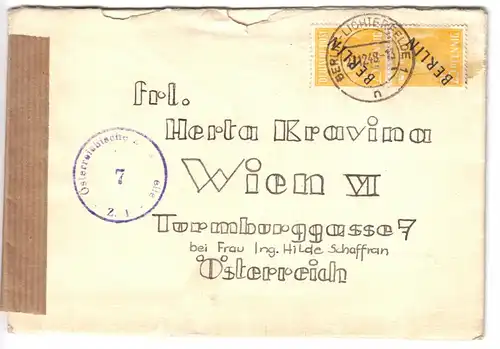 Auslandsbrief, Berlin, Mi.-Nr. Bln 10 MeF, o Berlin-Lichterfelde 1, 27.12.48