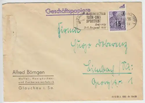 Bedarfspost, Mi.-Nr. DDR 438 EF, Zuckerwarenfabrik Glauchau, o Glauchau, 1956