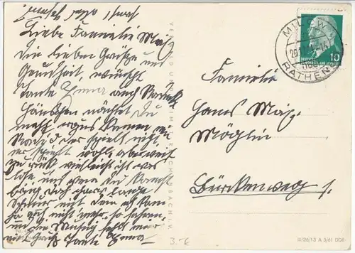 Landpoststempel, Poststelle I, Milow über Rathenow, 20.12.61