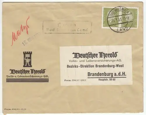 Landpoststempel, Poststelle II, Haaren, Bad Wilsnack Land, Bad Wilsnack, 14.3.33